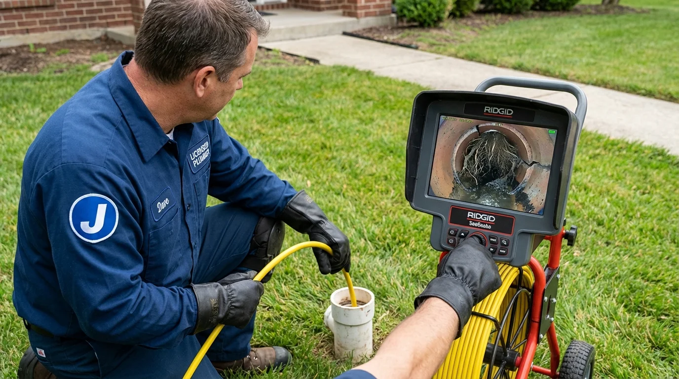 Sewer camera inspection being performed by Johns Plumbing LLC in Rome