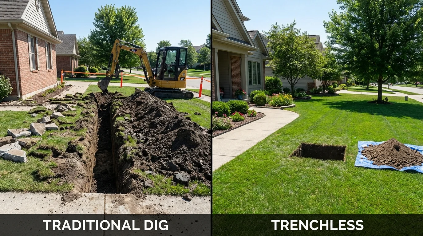 Trenchless sewer repair with minimal yard damage versus traditional excavation in Rome, GA